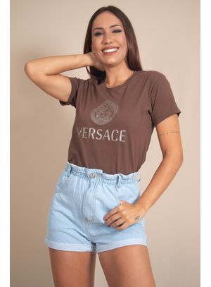 Blusa T-shirt Marrom Estampa Versace Soberanika